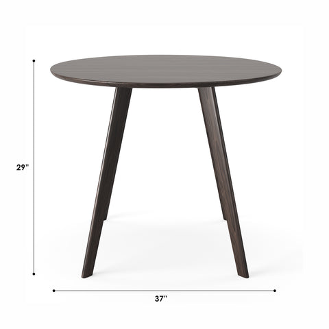 Wesley Mid-Century Modern Round Dining Table 37" (Charcoal Walnut)