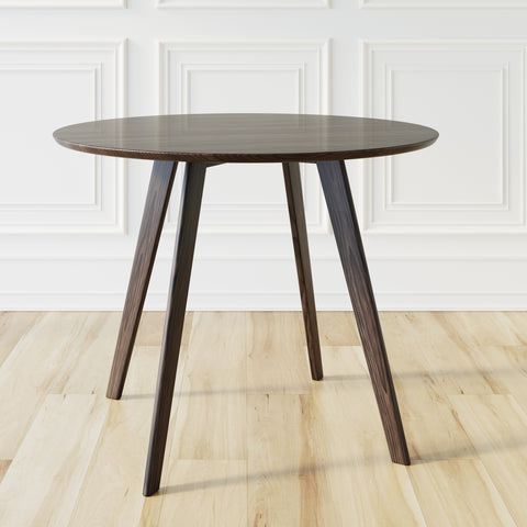 Wesley Mid-Century Modern Round Dining Table 37" (Charcoal Walnut)