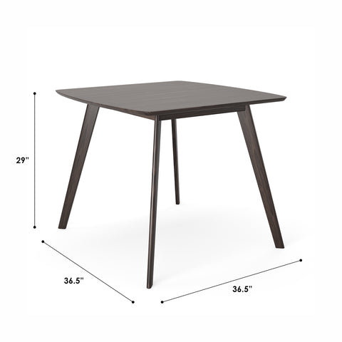 Wesley Mid-Century Modern Square Dining Table 36" (Charcoal Walnut)