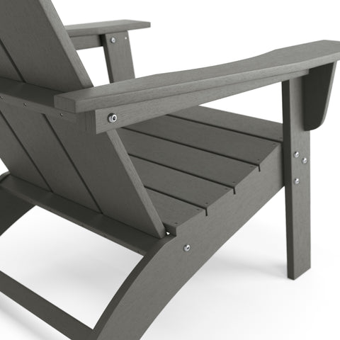 Ellie 2-Pack Outdoor HDPE Weather Resistant Modern Adirondack Chair (Grey)