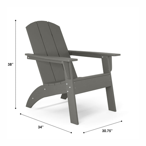 Ellie 2-Pack Outdoor HDPE Weather Resistant Modern Adirondack Chair (Grey)