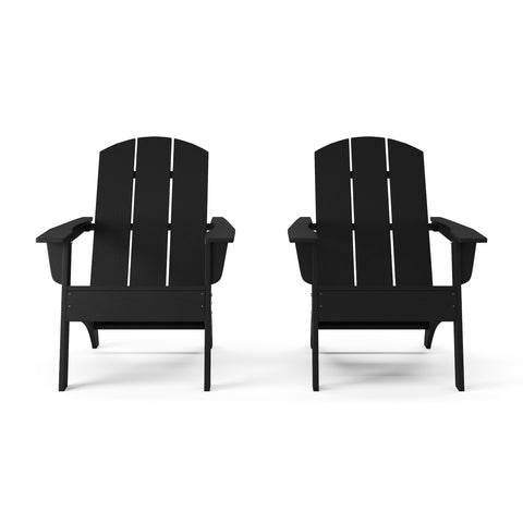 Ellie 2-Pack Outdoor HDPE Weather Resistant Modern Adirondack Chair (Black)