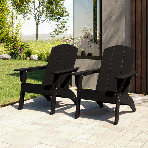 Ellie 2-Pack Outdoor HDPE Weather Resistant Modern Adirondack Chair (Black)