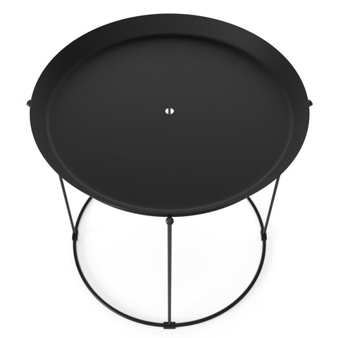 Chancellor Modern Chic Tray Top Metal Round Side Table (Black)